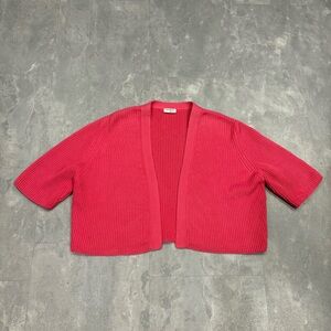 AKRIS PUNTO Pink Cropped Short Sleeve Knit Cardigan Size Medium